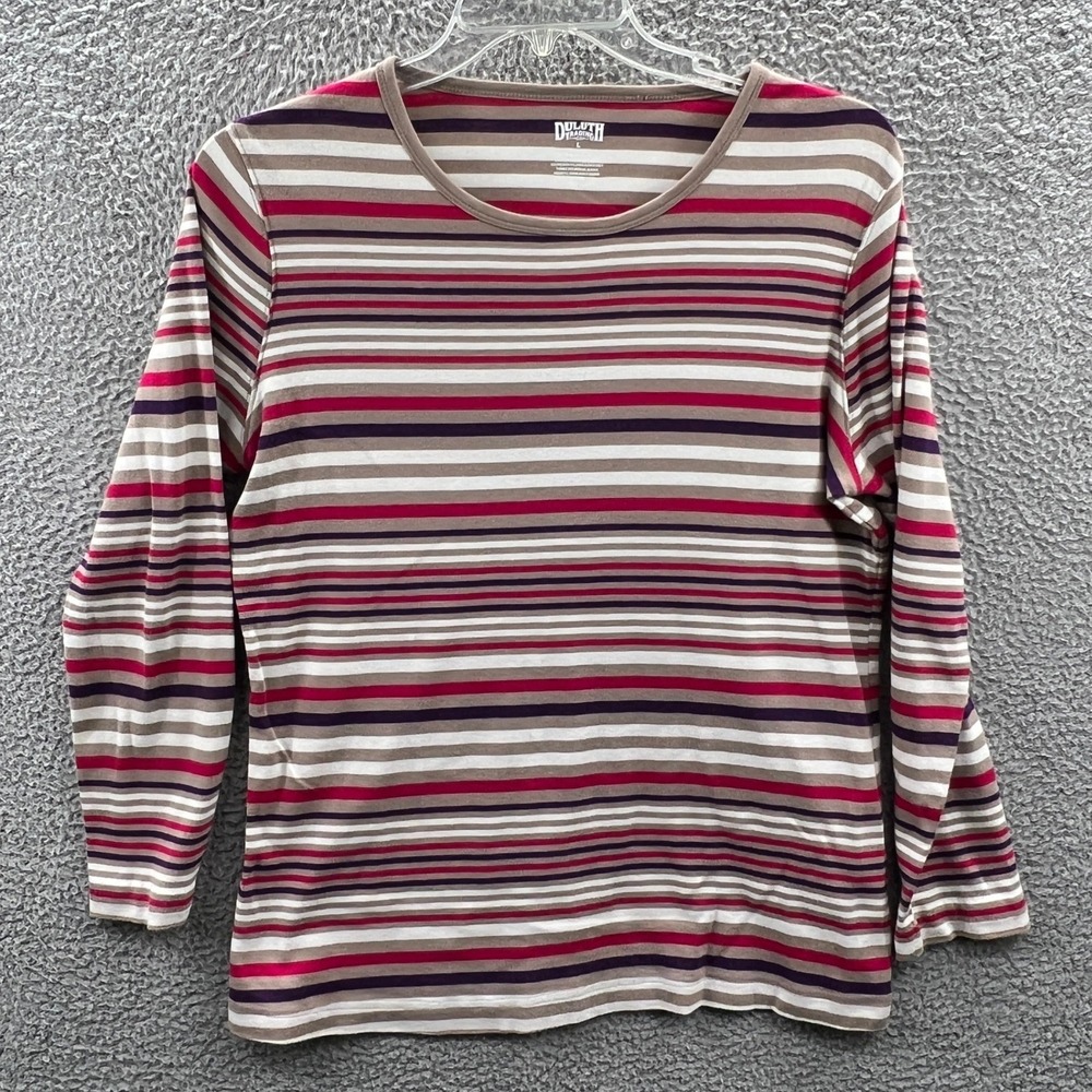 Duluth Trading Womens Top L Stripe Coastal Indie Everyday Casual Elevated Basics